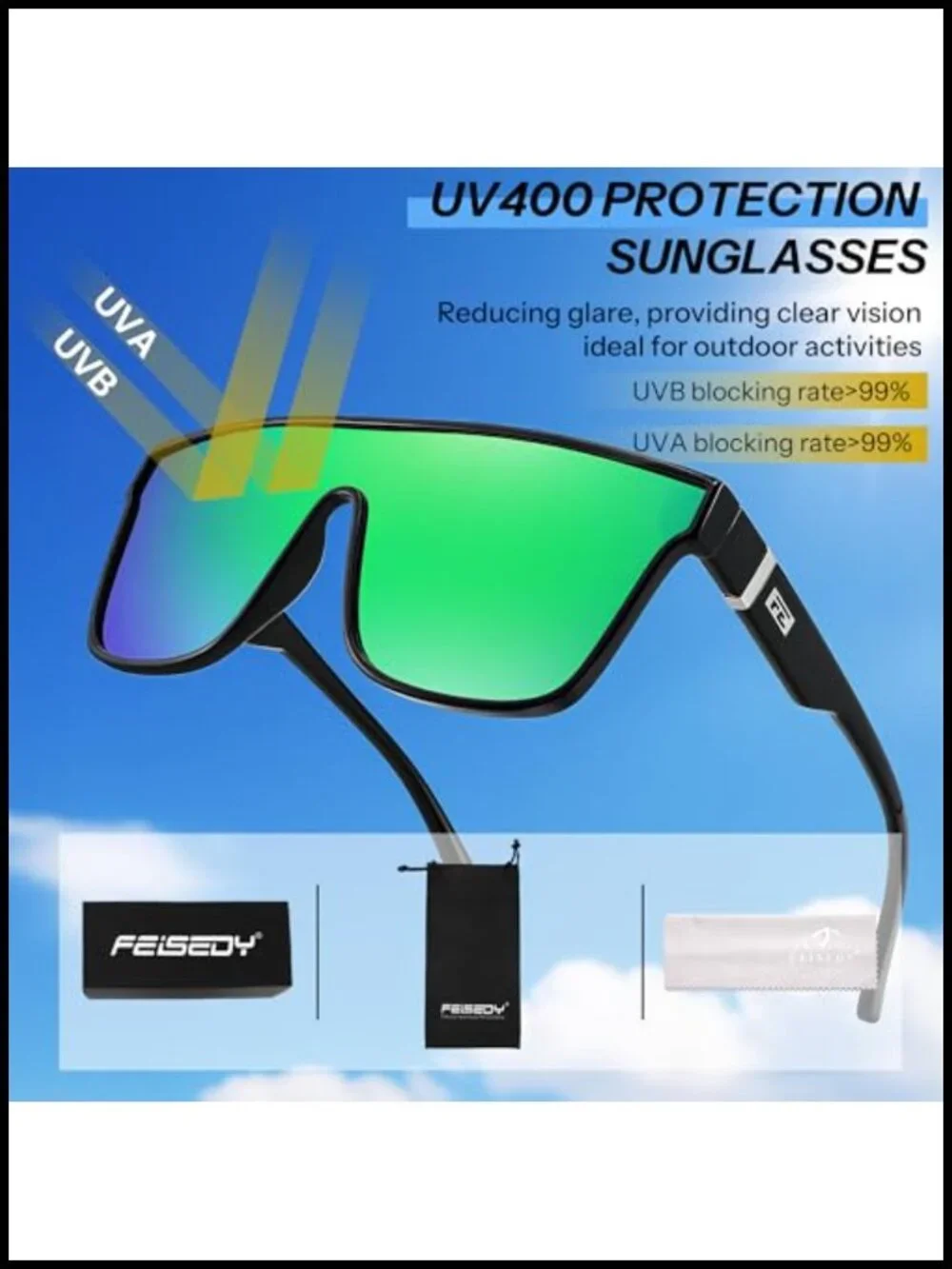 Oversized Square Mirrored Sunglasses UV400 Driving Beach Shades